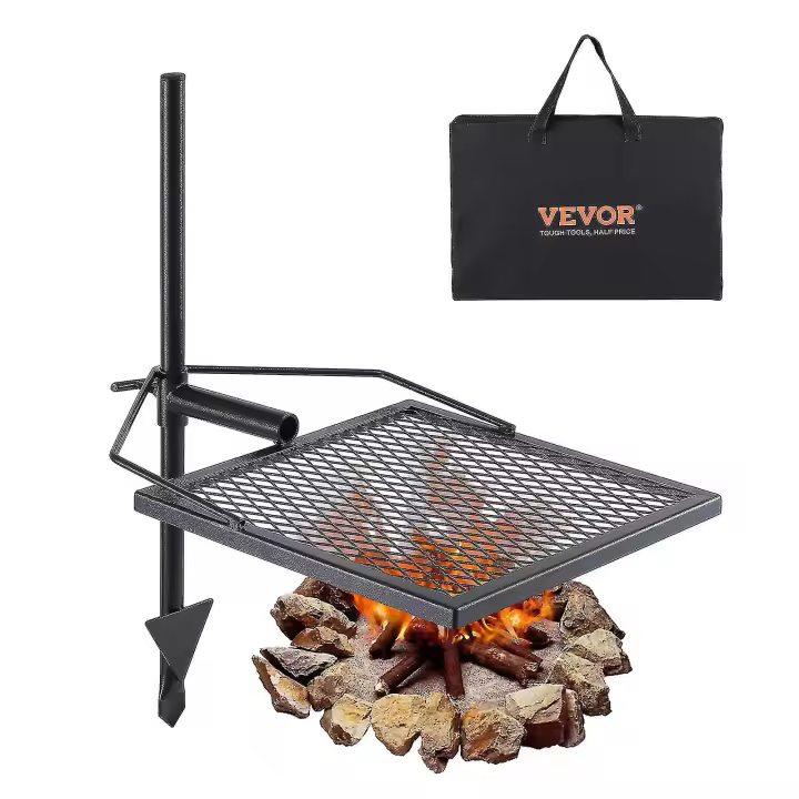 Swivel Campfire Grill Heavy Duty Steel Open Fire Cooking Grate Adjustable - 1