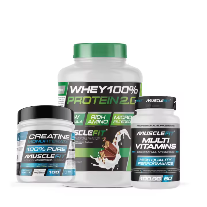 Pack WHEY 2kg + Creatina 300g + Multivitaminas 60 cáps - MuscleFit│Avance Muscular - 1