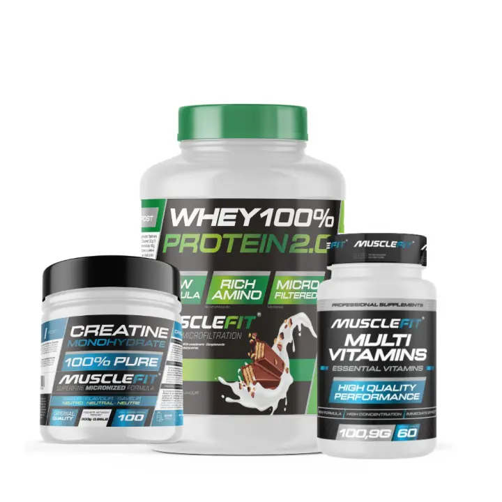 Pack WHEY 2kg + Creatina 300g + Multivitaminas 60 cáps - MuscleFit│Avance Muscular - 1