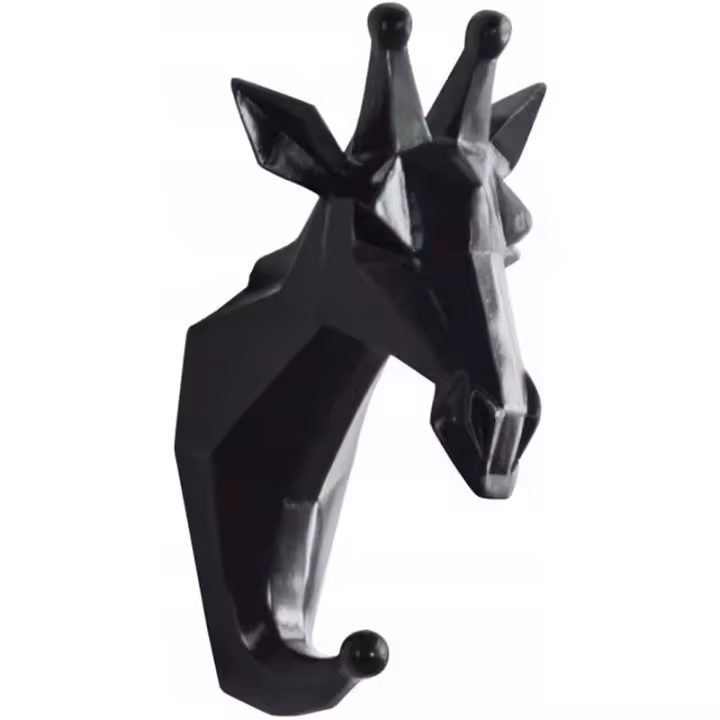 Gancho de pared autoadhesivo de resina animal, gancho para toallas, gancho para puerta de pared, almacenamiento de toallas y ropa, jirafa negra - 1