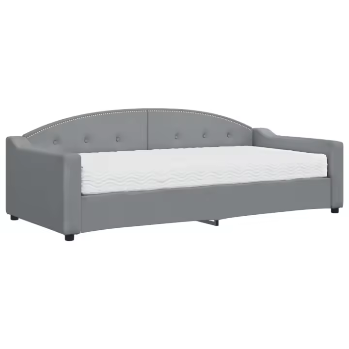 vidaXL Sofá cama con colchón tela gris claro 90x200 cm - 1