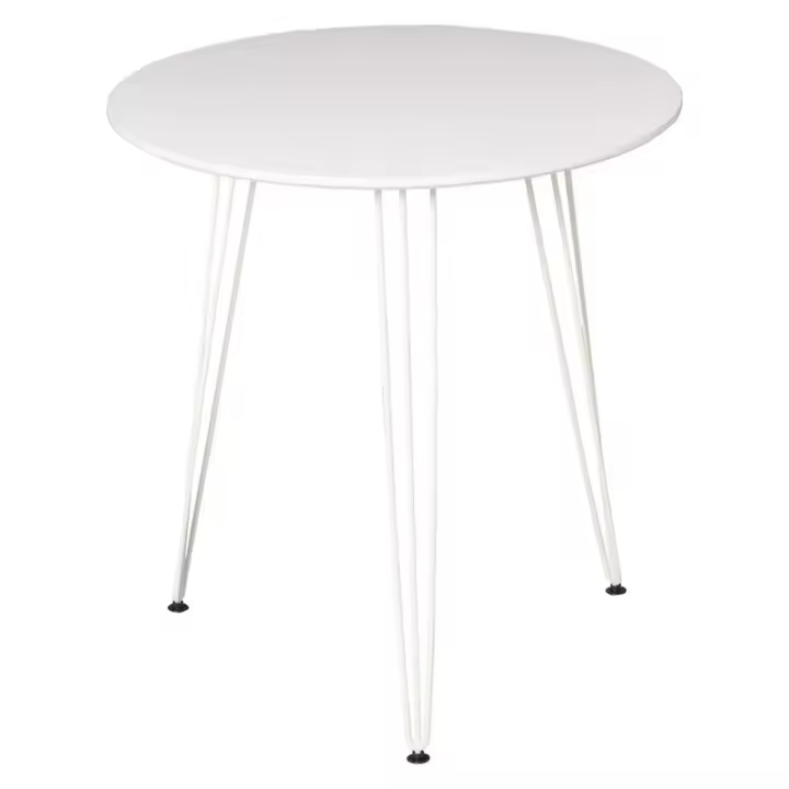 Mesa de comedor Zenia Homcom patas horquilla blanco Ø70x75 cm - 1