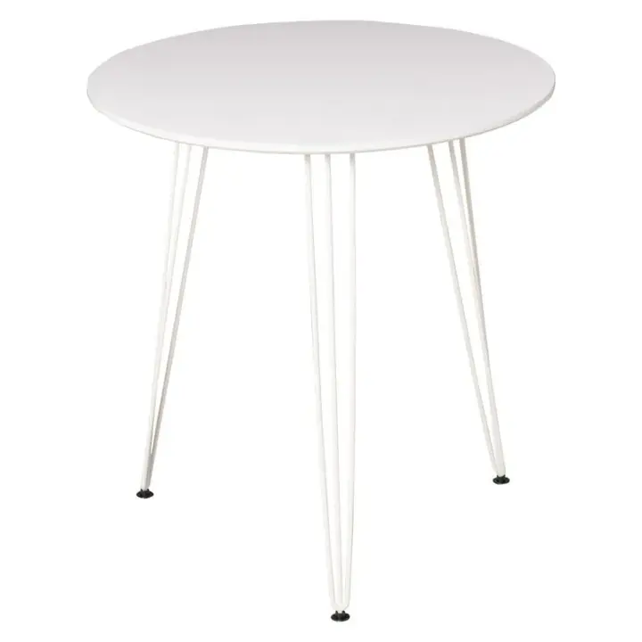 Mesa de comedor Zenia Homcom patas horquilla blanco Ø70x75 cm - 1
