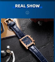 Reloj De Pulsera Deportivo Militar MEGIR Para Hombre Cronógrafo Cuarzo Rectangular Correa De Cuero Resistente Al Agua Y Shock - details 13