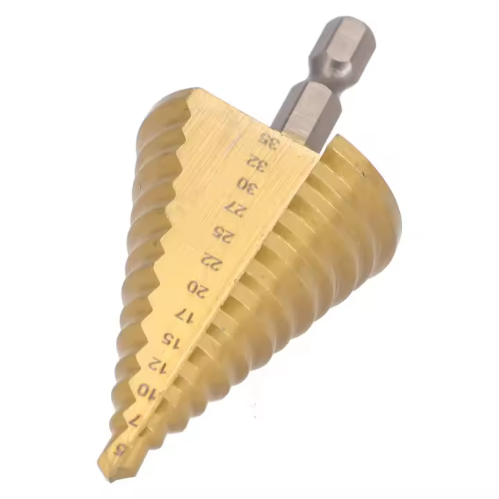 Broca Estep De Acero HSS Con Groove Recto Corte De Titanio 13 Pasos Brocas De Agujeros Múltiples Cono 5-35mm Para Madera Y Metal - 1
