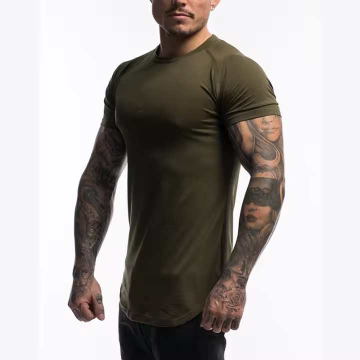 Camiseta De Algodón Para Hombre Deportiva Transpirable Camiseta De Verano Para Gimnasio Manga Corta Estilo Casual Camiseta Ajustada - 1