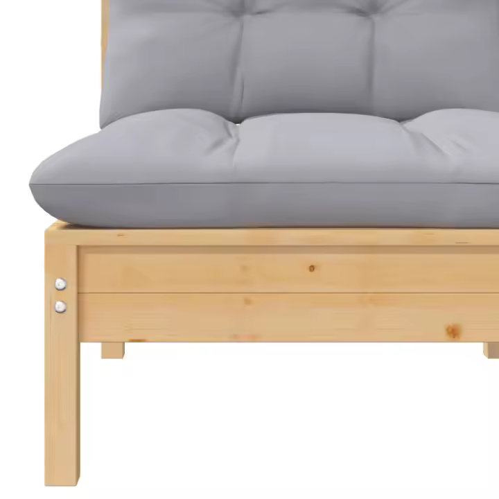 vidaXL Juego de muebles de jardín 3 pzas con cojines gris madera pino - 1