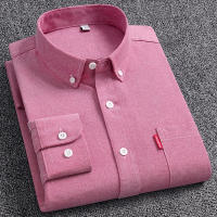 Camisa De Oxford Para Hombre 5XL Manga Larga 100% Algodón Color Sólido Cuello En V Regular Ropa Diaria Botones - details 13