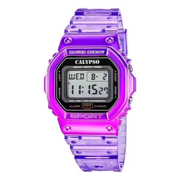Reloj Calypso Mujer Splash  Digital Caucho Morado K5874/2 - 1