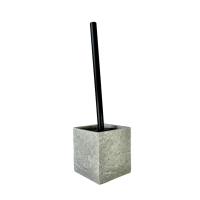 Maxia Market - Accesorios de baño de poliresina vaso loción dispensador de jabón plato de jabón jabonera cepillo de inodoro escobilla de aseo cuadrado gris oscuro efecto piedra - details 0