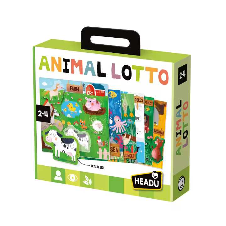 Headu Fournier Animal lotto Montessori. Juego Educativo Recomendado para niños y niñas de 2 a 5 años. Aprende a Jugar en compañía y socializar Mientras Conoce los Animales. - 1