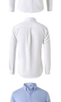 Camisa Oxford Para Hombre Algodón Y Poliéster Manga Larga Color Sólido Cuello Polo Estilo Casual Ajustada Primavera Otoño - details 4