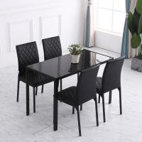 HOMCOM Silla de comedor, 4-Juego de silla de comedor, sillas de comedor tapizadas, silla tapizada con patas de acero, silla de cocina para comedor, cuero sintético, negro, 41 x 50 x 91 cm - details 5
