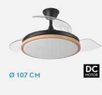 FABRILAMP PREMIUM Ventilador  Dc Evros 72w 6120lm Negro/haya 107d 3asp.desplegables 3000-4000-6000k Remoto+temp+memoria Incluye mando a distancia y dos tijas de 10 y 25 centímetro Productos originales calidad de confianza - details 1