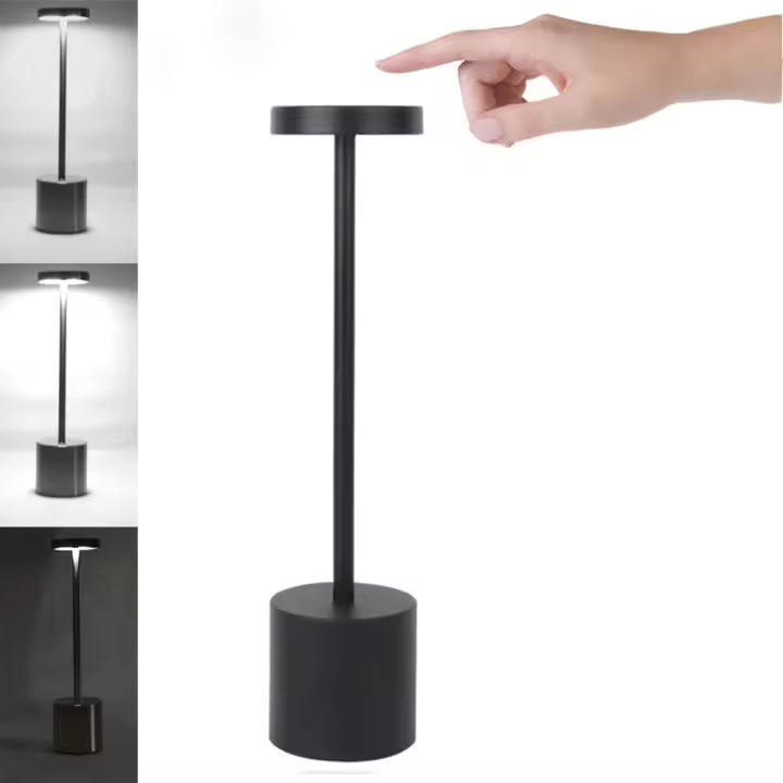 Lámpara De Mesa Clásica De Metal Recargable Por USB Luz Nocturna Sin Ajuste De Intensidad Táctil Decoración Para Hotel Y Bar 3 Niveles De Iluminación Para El Hogar - 1