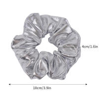 Scrunchies De Metal Plateado Tamaño Medio Cinta Elástica Para El Cabello Accesorios Para Mujer Headwear Diario Moda Femenina - details 2