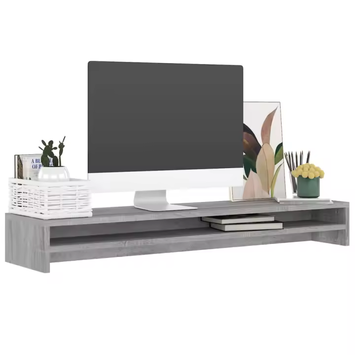 vidaXL Soporte Mesa para Pantalla Contrachapada de Roble 100x24x13cm Color Gris sonoma,  Roble ahumado,  Marrón roble y mas - 1