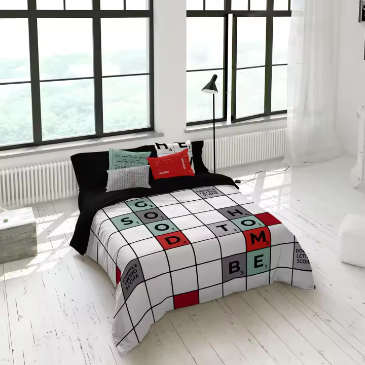 FUNDA NÓRDICA 100% ALGODÓN SCRABBLE CAMA 180 NATURALS FABRICADO EN ESPAÑA - 1