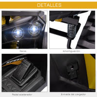 HOMCOM Quad Eléctrico 12V para Niños +3 Años con 2 Motores Faros Música Neumáticos de Suspensión Botones Avance y Retroceso Vehículo Eléctrico a Batería 100x65x73 cm - details 5