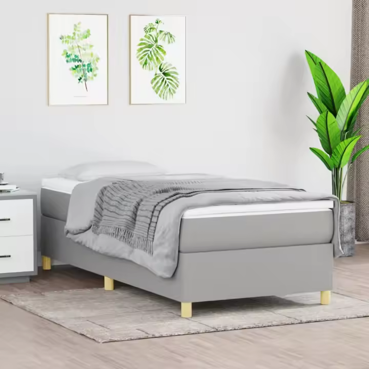 Estructura de cama sin colchón tela gris claro 90x200 cm - 1