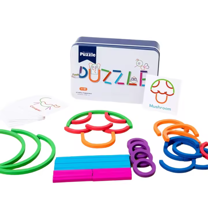 Puzzle De Madera Divertido Juego Educativo Para Niños Empaque Portátil Aprendizaje Cognitivo Temprano Consciencia De Colores Formas Y Vida Regalo Para Niños - 1