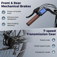 Bicicleta eléctrica de larga duración Fafrees F26, motor de 250 W, batería de 36 V 20,3 Ah, neumáticos de 26 x 1,95 pulgadas, velocidad máxima de 25 km/h, alcance de 140 km, SHIMANO de 7 velocidades, frenos de disco mecánicos, pantalla LCD de 2,3 pulgadas - details 7