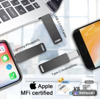 Pendrive 256gb para iPhone Apple Autorización,Vackiit Pen Drive LightningTipo C Memoria USB 3.0 Externa Photo Stick para iPhone iPad Mac iOS Android Teléfono PC con MFI Lightning,USB 3.0,USB C 3 in 1 - details 2