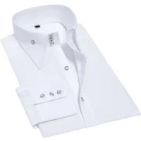 Camisa De Hombre De Alta Gama Con Botones De Cristal Cuello Alto Manga Larga Elástica Para Negocios Y Ocasiones Casual - details 7