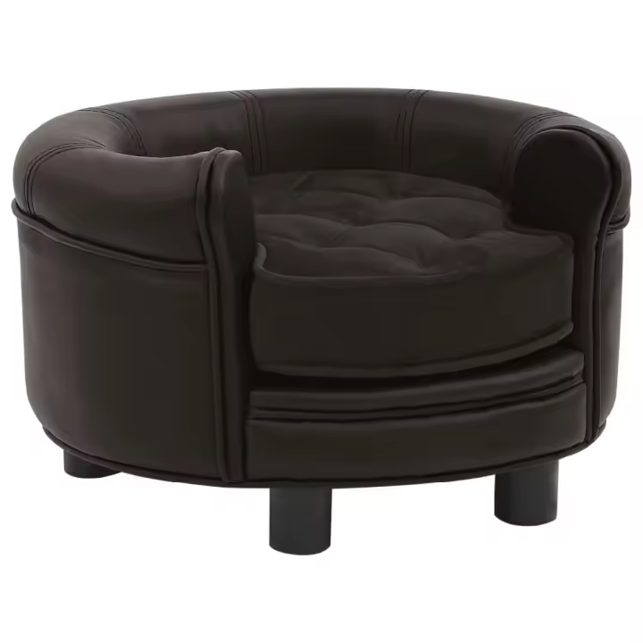 vidaXL SOFÁ PARA PERROS FELPA Y CUERO SINTÉTICO MARRÓN 48X48X32 CM - 1