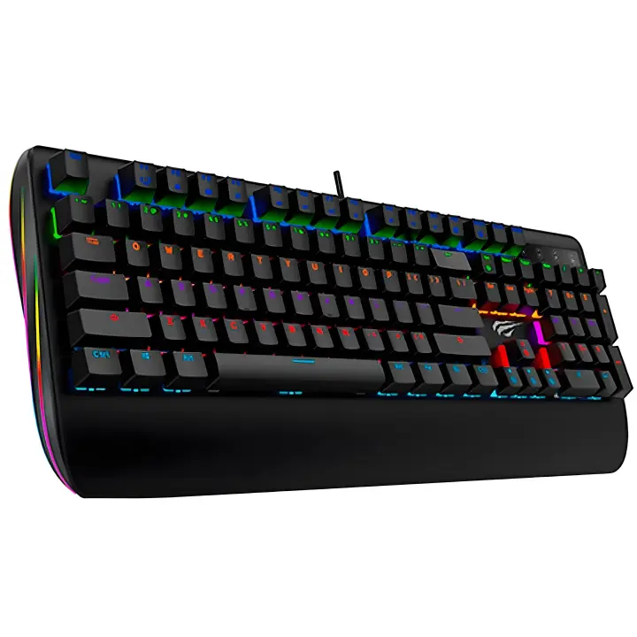 Havit GAMENOTE  KB464L Teclado Gaming Mecánico QWERTY Español, Retroiluminación RGB Dinámica, Pistones Mecánicos Azules, Anti-Ghosting, Bloqueo Windows para Juegos, Reposamuñeca, Negro - 1