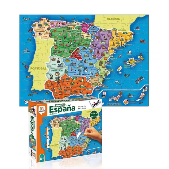 Puzzle educativo Provincias de España, 137 piezas (Diset 68942) - 1