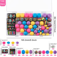 Nuevos 82Pcs/Box De Cuentas Redondas De Silicona Con Patrón Focal Para Kit De Pulseras Y Llaveros Accesorios Para Fabricación De Joyas - details 7