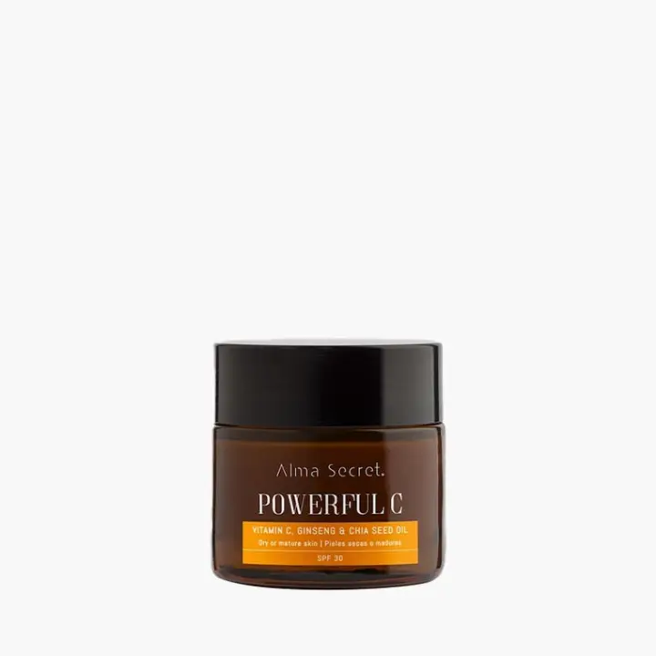 Crema facial Powerful C con Vit. C & Chía SPF 30 - Alma Secret - Piel seca o madura -Un concentrado de energía con acción antioxidante 24 h para reducir manchas, unificar el tono y devolverle a la piel la luminosidad, la firmeza e hidratación. - 1