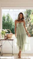 Vestido Maxi Bohemio De Verano Para Mujer En Chiffon Floral Sin Mangas Cuello En V A-Line Largo Con Espalda Descubierta Y Volante - details 43