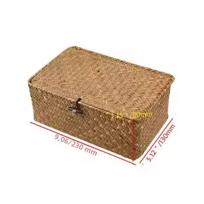 Cesta De Almacenamiento Rectangular De Rotura Hecha a Mano Caja De Organización Para Escritorio Para Ropa Y Artículos Domésticos Material De Paja Ecológico - 1