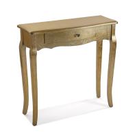 Versa Cagliari Mueble Recibidor Estrecho para la Entrada o el Pasillo, Mesa Consola, con 1 cajón, Medidas (Al x L x An) 80 x 30 x 80 cm, Madera, Color Dorado - details 0