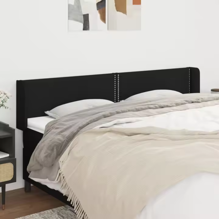 vidaXL Cabecero de tela negro 203x16x78/88 cm - 1