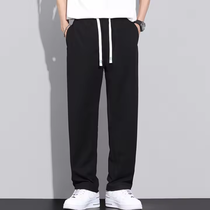 Pantalones Casuales Para Hombre Gris Caqui Veraniegos Rectos Y Anchos Deportivos De Baloncesto Con Bolsillos Cintura Media Peso Ligero - 1