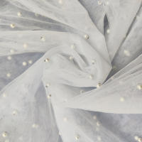 1pc Corredor De Mesa De Perla Blanca En Malla Para Boda Y Fiestas Decoración De Velo De Novia Antiarrugas Para Mesa De Postres - details 3