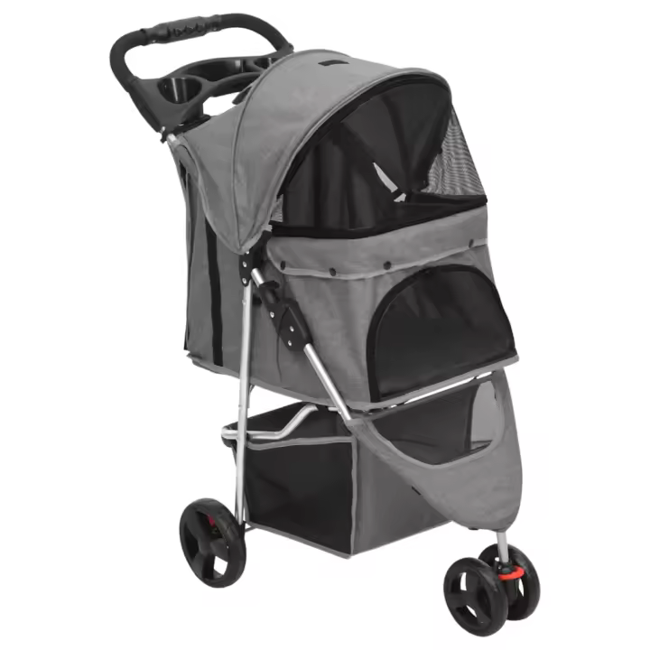 vidaXL Cochecito para perros plegable tela oxford gris 80x46x98 cm - 1