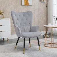 HOMCOM Sillón Individual Sillón Orejero Butaca de Salón Tapizado en Terciopelo con Respaldo Alto Reposabrazos y Patas de Acero Estilo Moderno 68x72x103 cm - details 1