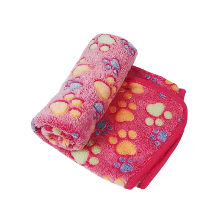 Manta De Mascota De Algodón Coral Suave Y Gruesa Con Patrón De Dibujos Animados Para Gatos Y Perros Cómoda Y Cálida - 1