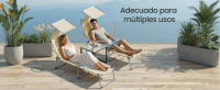 SONGMICS Tumbonas Plegables, 189 x 53 x 28,5 cm, Juego de 2 Tumbonas para Jardín, Cada Una con Carga 110 kg, con Parasol y Respaldo Ajustables, para Terraza y Balcón, Beige/Gris/Negro - details 1
