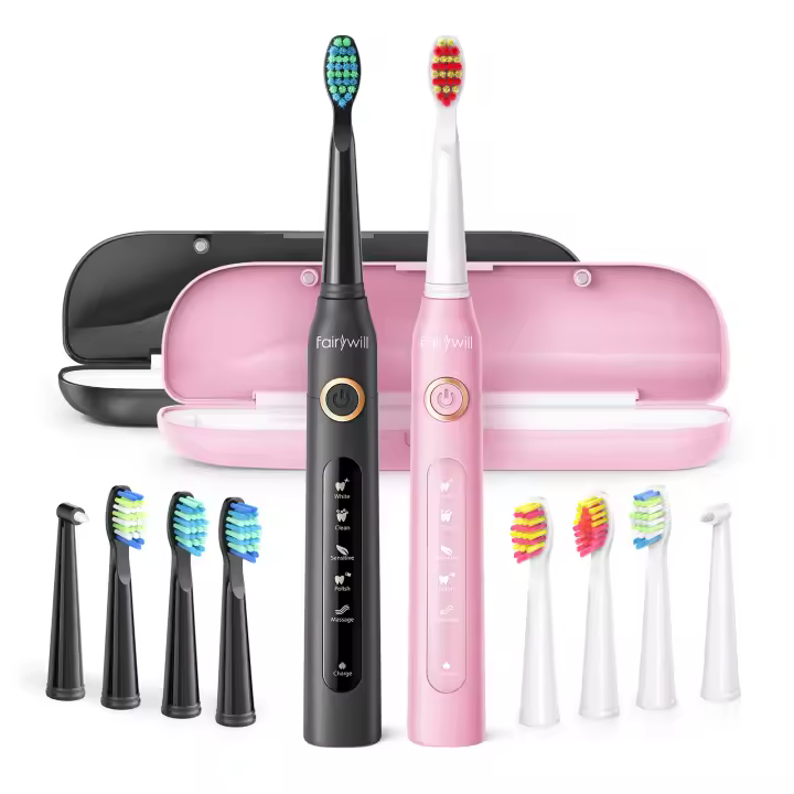 Fairywill Cepillo De Dientes Eléctrico Sonico FW-507 Para Adultos Con Carga USB Estuche Y Cabezas De Cepillo 5 Modos Inteligente Tiempo - 1
