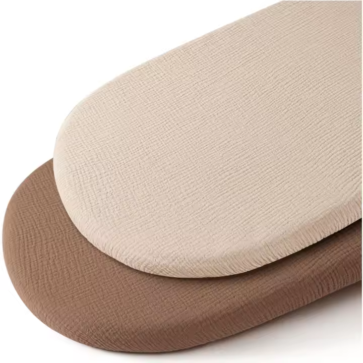 Sábana de gasa de algodón para bebé, color liso, tela arrugada, juego de cama para bebé, funda completa, dos piezas, sábana de gasa de doble capa - 1