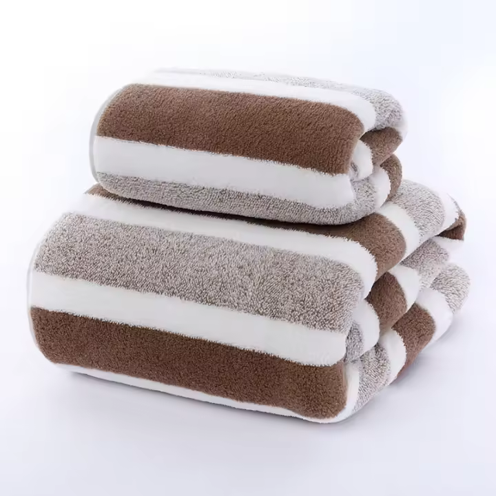 Juego De Toallas De Baño Con Patrón Rayado Toallas De Rostro Suaves Absorbentes Y De Secado RÁpido Para El Baño - 1