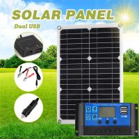 Kit De Panel Solar Portátil 100W 12V Con Controlador De Carga Solar 60A Y 2 Puertos USB Para Recarga De Móviles Al Aire Libre - details 0