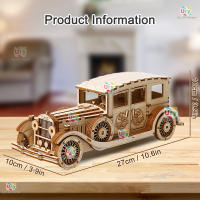 Puzzle 3D De Madera Ury Coche Retro Vintage Modelo De Vehículo Clásico Nostálgico De Películas DIY Decoración Regalo Para Niños Y Adultos - details 1
