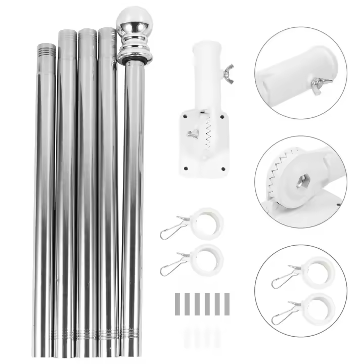 Kit De Pabellón Con Palo De Pabellón De 18 Metros Y Soporte De Pared Montaje De Pabellón De Muro Kit De Palo De Pabellón - 1