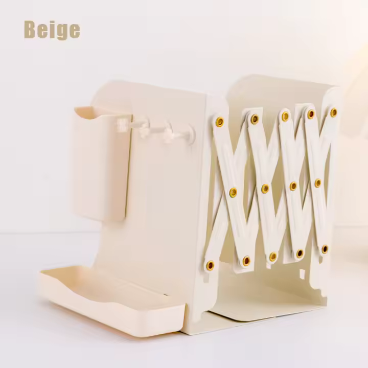 Soporte De Libros De Escritorio Con Estante Retráctil Y Porta Bolígrafos Estudiante Clip Fijo Rack De Almacenamiento Plegable - 1